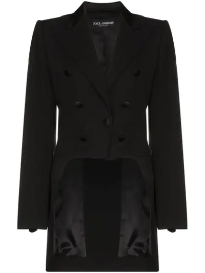 Dolce & Gabbana Double-breasted Tailcoat Tuxedo Jacket In Black
