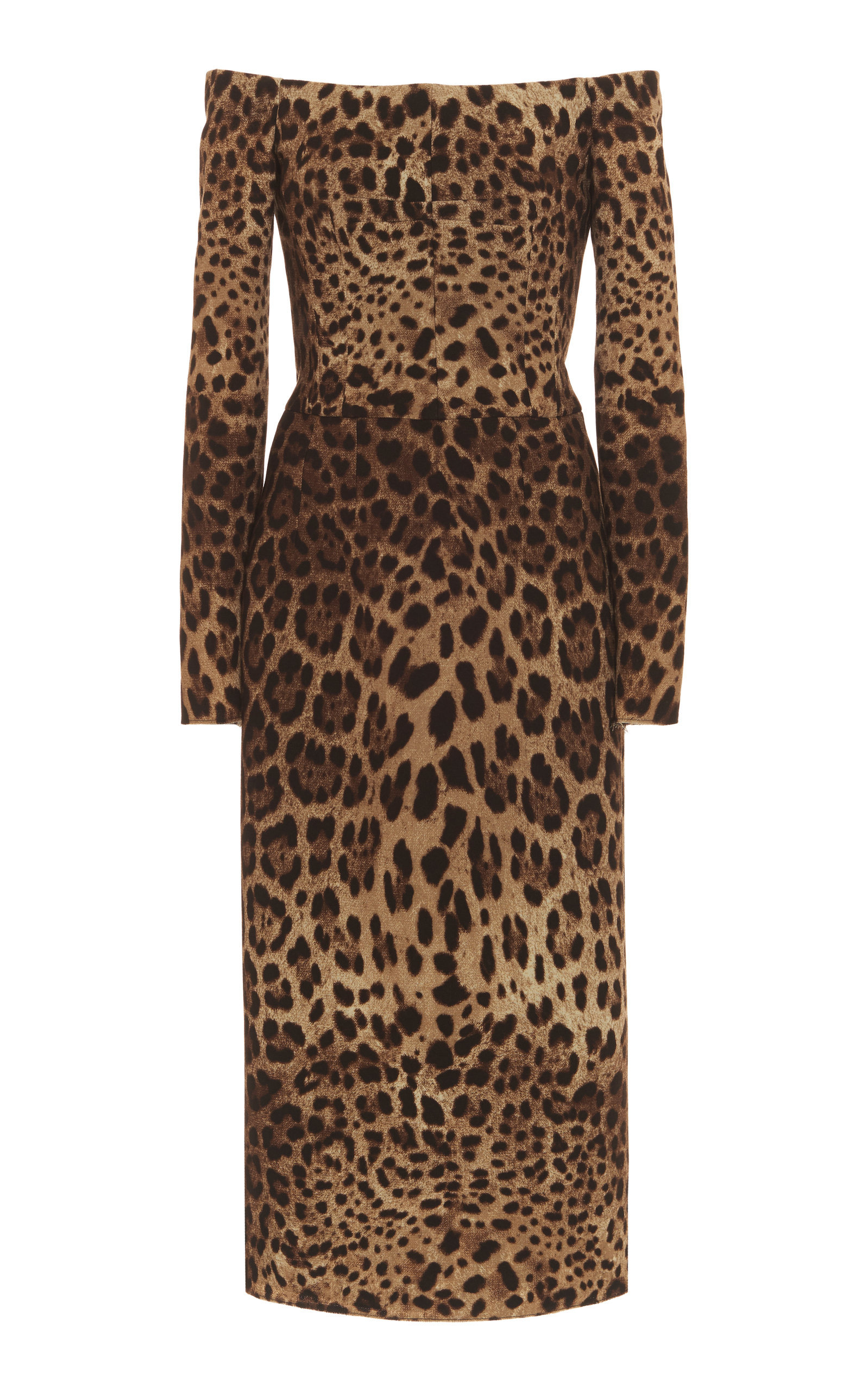 off the shoulder animal print dress