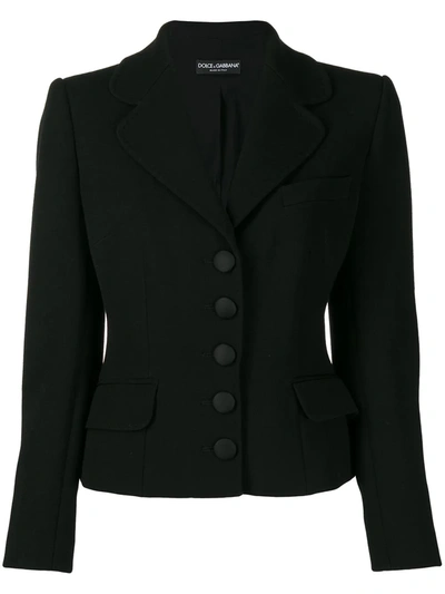 Dolce & Gabbana Flared Crepe Blazer In Black