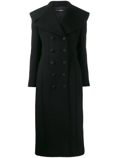 Dolce & Gabbana Oversized Lapel Double-breasted Wool-blend Coat In Black