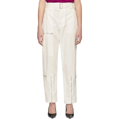 Helmut Lang Cropped Belted Cotton-blend Twill Straight-leg Pants In White