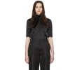 Prada Bow-detailed Embellished Silk-blend Satin Blouse In Black