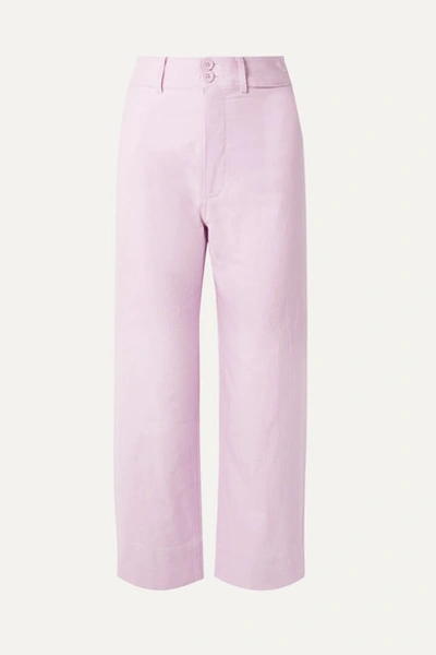 Apiece Apart Merida Cropped Cotton Wide-leg Trousers In Lilac
