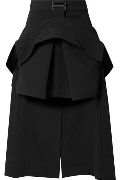 Dion Lee Asymmetric Layered Crepe Midi Skirt In Black