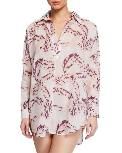 Pour Les Femmes Juliet Banana Leaves Sleepshirt In Pink Pattern