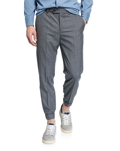 Brunello Cucinelli Lightweight Virgin Wool Flat Front Trousers In Gray