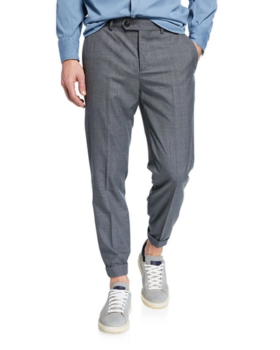 Brunello Cucinelli Lightweight Virgin Wool Flat Front Trousers In Grey