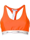 Blumarine Logo Print Crop Top In Orange