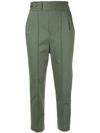 Frei Ea Cropped Tapered Trousers In Green