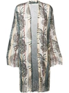 Etro Paisley Print Fringed Knit Coat In Neutrals