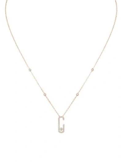 Messika By Gigi Hadid Move Addiction 18k Rose Gold & Diamond Pavé Pendant Necklace In Pink Gold