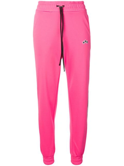 Amiri Leather-trimmed Trackpants In Npk Neon Pink