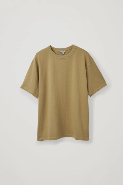 Cos Long Cotton T-shirt In Yellow