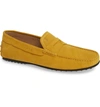 Tod's City Gommini Penny Suede Drivers In Mustard