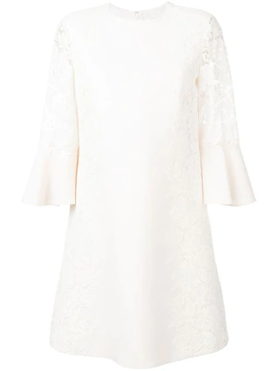 Valentino Heavy Lace Dress In Neutrals