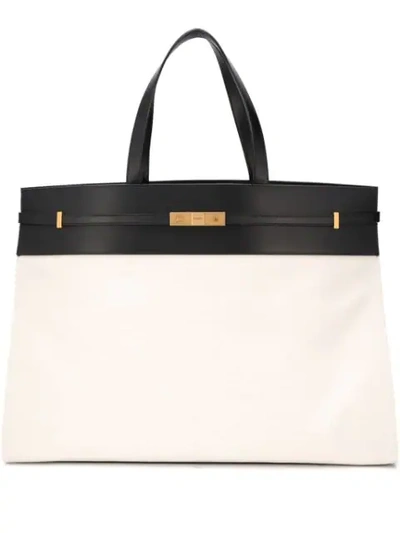 Saint Laurent Two Tone Tote Bag In Neutrals