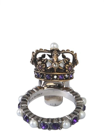 Alexander Mcqueen Skull King Ring In Multicolour