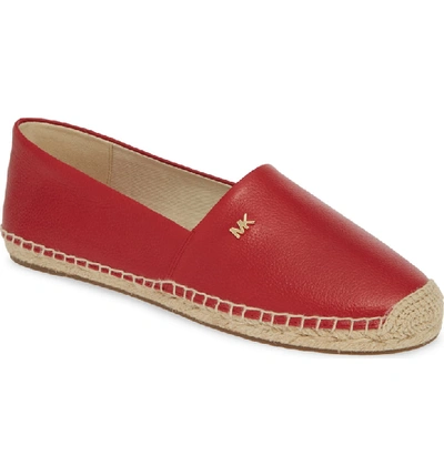 Michael Michael Kors 'kendrick' Slip-on Espadrille Flat In Scarlet Tumbled Leather