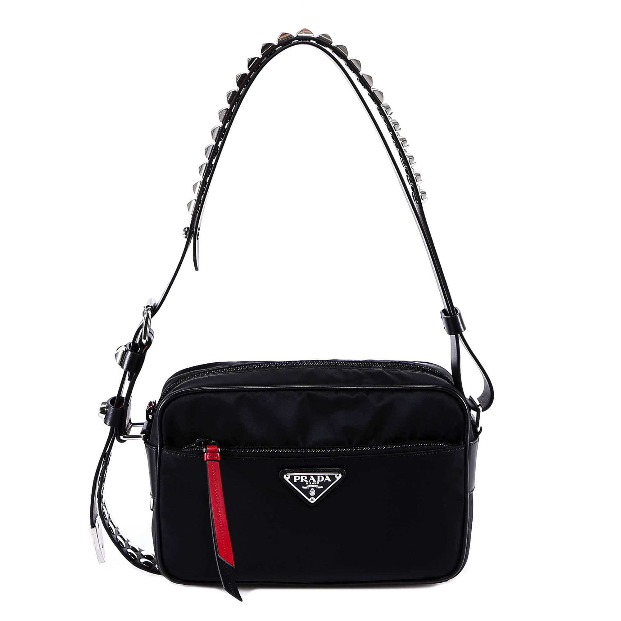 Prada Studded Strap Shoulder Bag In Black | ModeSens