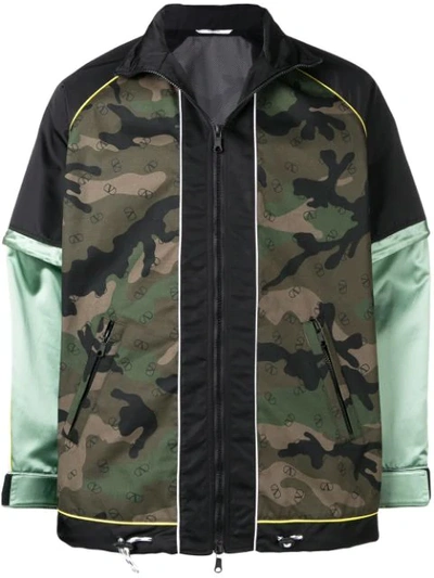 Valentino Vltn Camouflage Jacket In Green