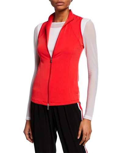 Anatomie Liela Zip-front Jersey Vest In Crimson