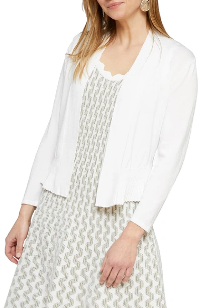 Nic + Zoe Petite First Day Open-front Bracelet-sleeve Cardigan In Paper White
