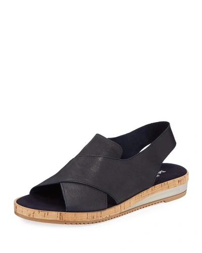 Sesto Meucci Sabita Comfort Leather Slingback Sandals, Navy
