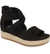 Eileen Fisher Zoe Leather/mesh Espadrille Sandals In Black Tumbled Nubuck Leather