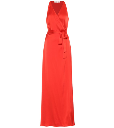 Diane Von Furstenberg Silk-satin Wrap Maxi Dress In Red