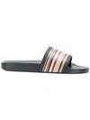 Paul Smith Signature Stripe Ruben Slides In Black