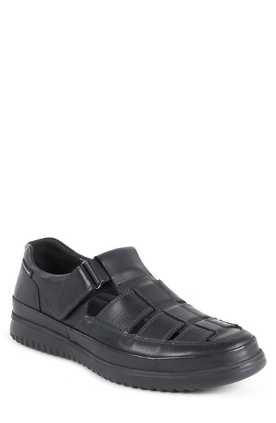 Mephisto Tarek Fisherman Sandal In Black Leather