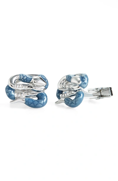 Ted Baker Mester Coiled Snake Cufflinks In Silver Col