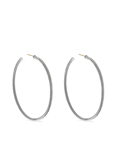 David Yurman Sculpted Cable Sterling Silver Hoop Earrings