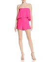 Amanda Uprichard Topanga Strapless Romper In Pink Laquer