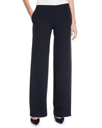 Armani Collezioni Emporio Armani Wide-leg Silk Pants In Solid Medi