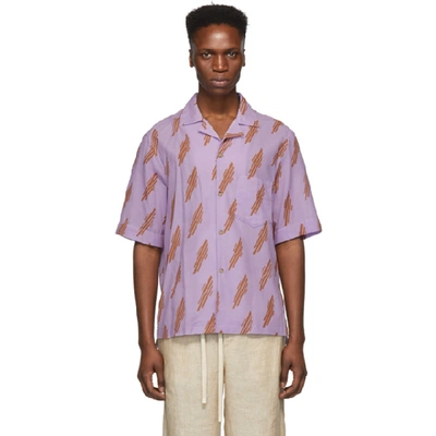 Acne Studios Simon Printed Cotton Shirt In Pink/ginger Orange