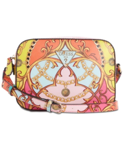 Guess Kamryn Crossbody In Coral Multi/gold | ModeSens