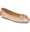 Michael Michael Kors Lillie Logo Ballet Flat In Rose Gold Tumbled Leather