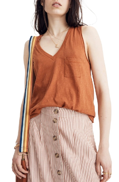 Madewell Whisper Cotton V-neck Tank In Burnt Clay