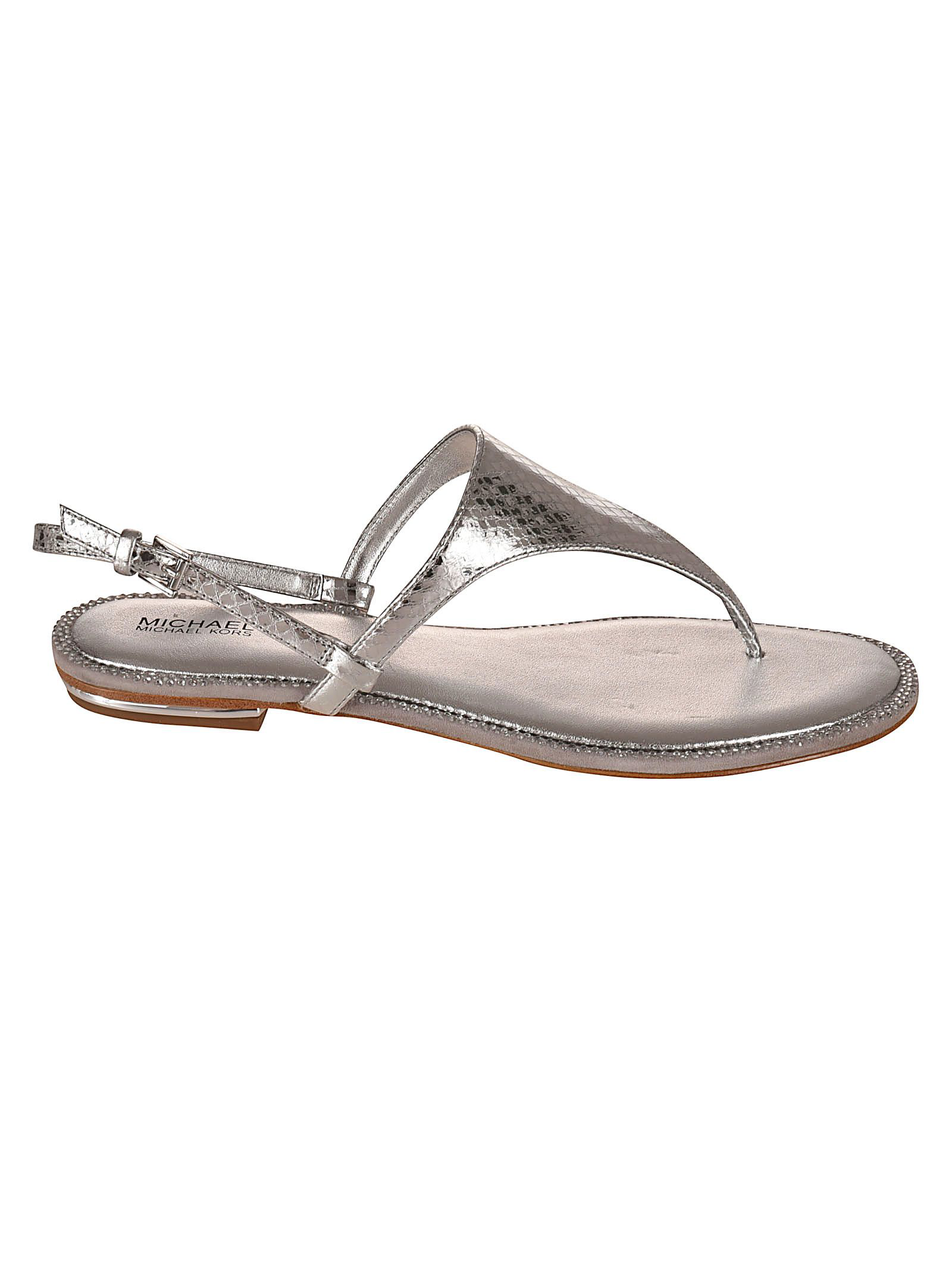 michael kors silver flat sandals