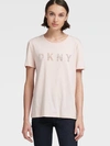 Dkny Crewneck Short-sleeve Glitter-logo T-shirt In Blush