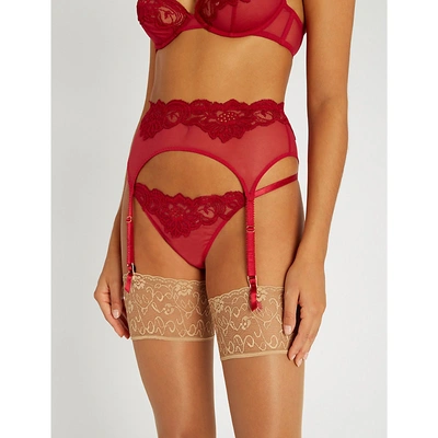 Myla Beaty Street Lace And Mesh Suspender In Red