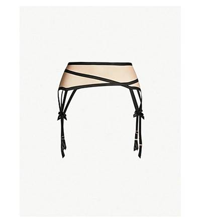 Agent Provocateur Joan Satin-trim Suspender Belt In Nude Black