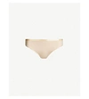 Hanro Seamless Stretch-cotton Thong In 0274 Beige
