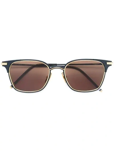 Thom Browne Matte Navy & 18k Gold Sunglasses In Blue