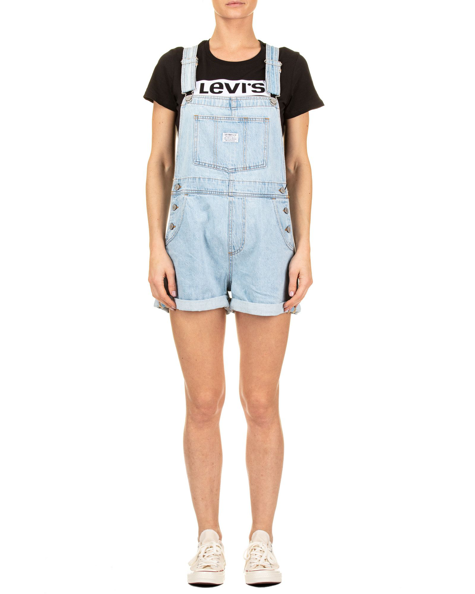 levi dungaree shorts