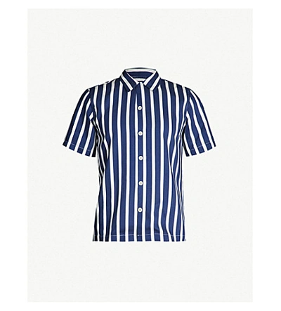 Sandro Striped Regular-fit Cotton-twill Shirt In Navy Blue