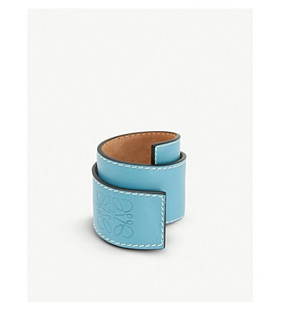 Loewe Small Leather Slap Bracelet In Light Blue