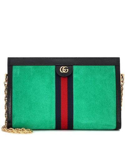 Gucci Ophidia Medium Suede Shoulder Bag In Green