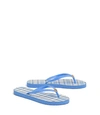 Tory Burch Printed Thin Flip-flop In Pale Marina / Blue Check In Plaid